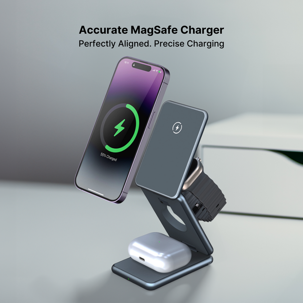 MagFold Pro 3-in-1 Aluminum Wireless Charging Stand