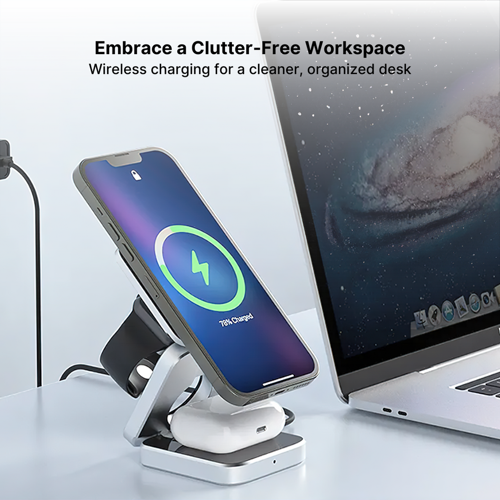 ChargeDeck 3-in-1 Foldable Wireless Station - For Apple & Android