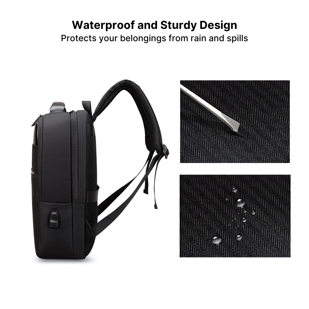 Nylon Business Backpack with Built-in USB Port