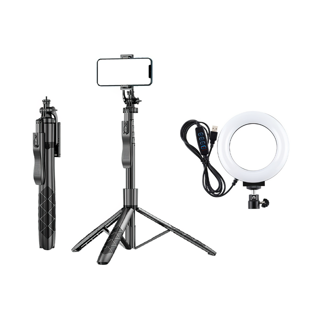 360° Panoramic Handheld Tripod Selfie Stick with Remote Control for Mobile Phones