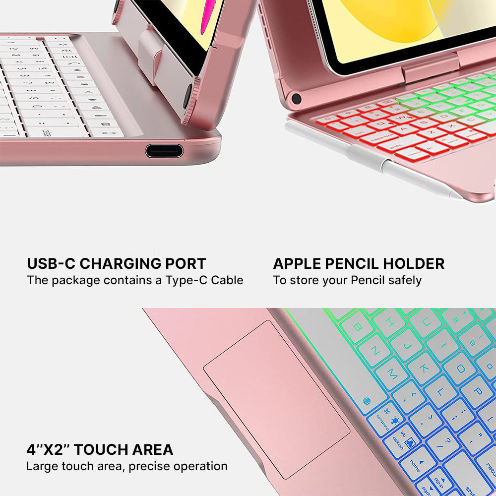 Rotate Pro Wireless Keyboard Case for iPad BlueBolt Chargers