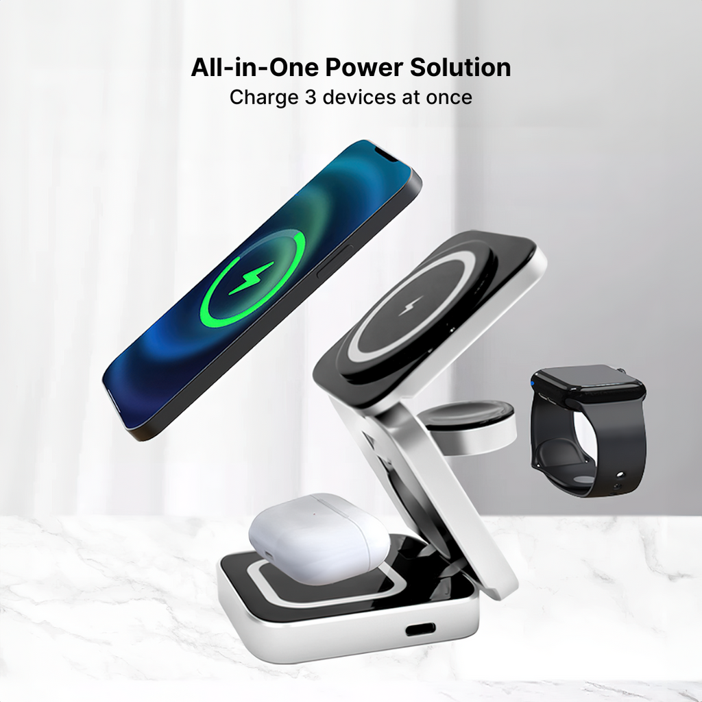 ChargeDeck 3-in-1 Foldable Wireless Station - For Apple & Android