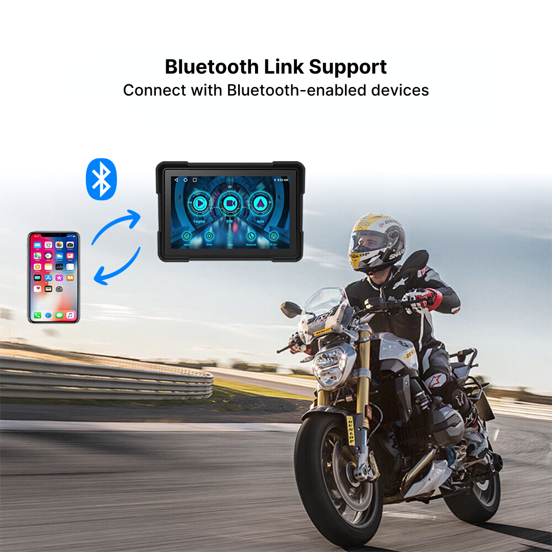 carplay motorcycle helmet Portable Wireless MotoRide Wireless CarPlay Dash Unit for Motorbikes, Black, BlueBolt, Autoradio GPS, BlueBolt