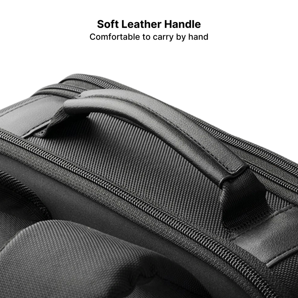 Anti-Theft Leather Laptop Backpack with USB Charging