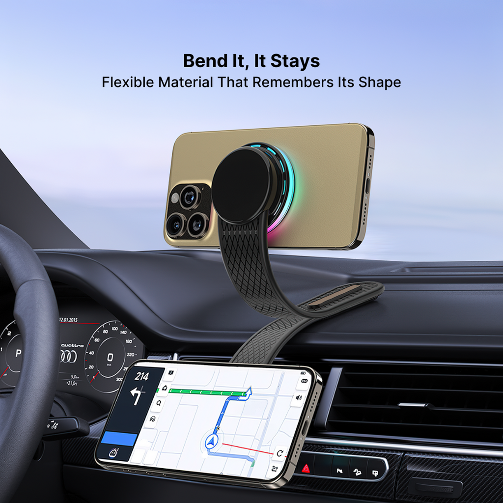 RGB Car Charger Bendable Magnetic Wireless Phone Charger