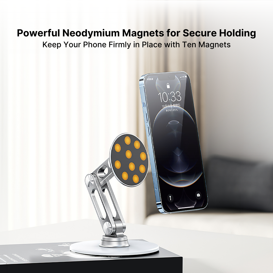Dual Magnetic Phone Mount Holder, Universal Hands-Free Phone Holder For Gym With 360 Degree Angle Adjustable, Strong Magnet Compact Size For Recording And Videos While Working Out, 38mm Silver