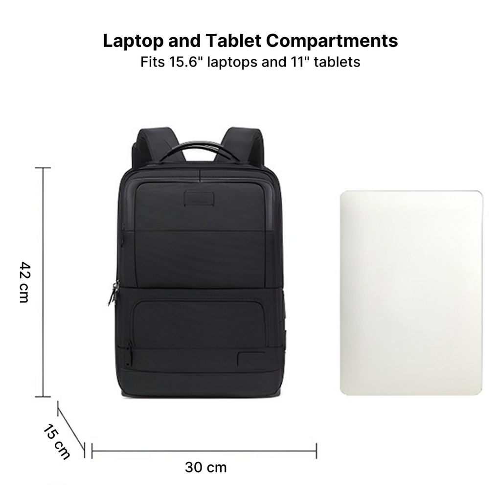 Black Laptop Nylon Backpack Sports Travel Fashion BookBag With USB Charging Port