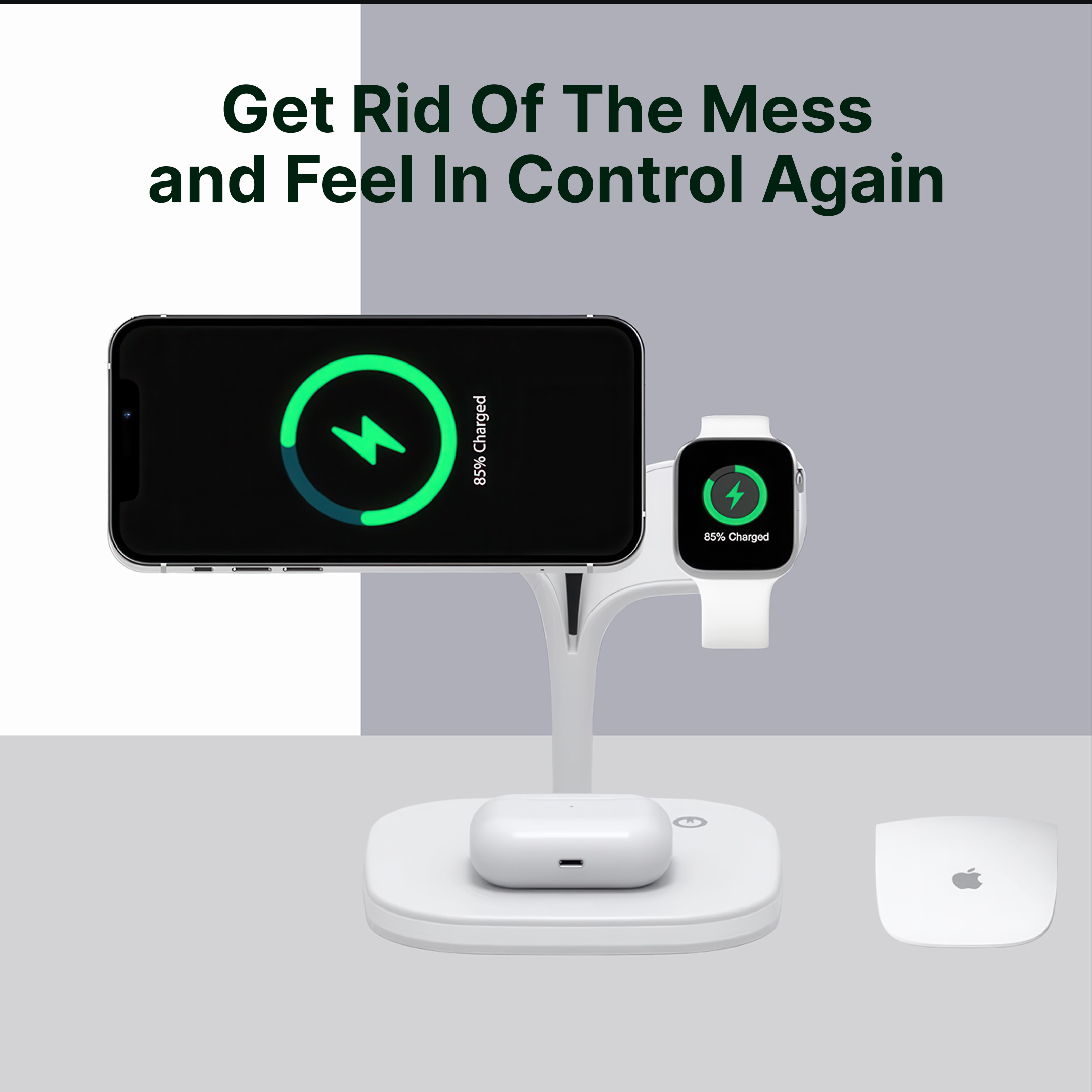5-in-1 Magnetic Wireless Charger Stand for iPhone, Apple Watch, and AirPods
