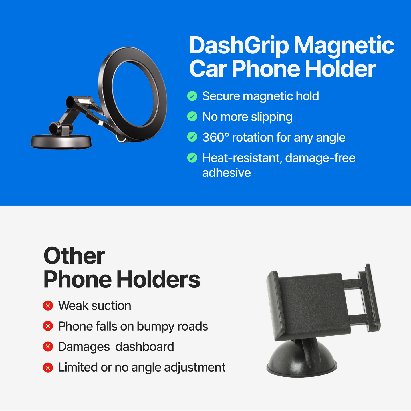 Extended Permanent Flex Dash Fleet Mount & Quick Grip Holder for iPhone 8 (4.7) (sku 52760) main image 1