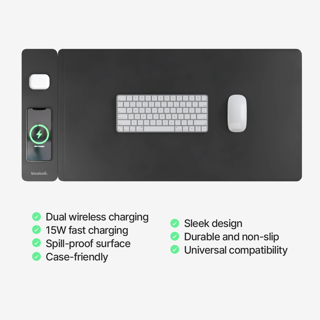 Stunning Thick Glass Wireless Charging Sliding Desk Surface image