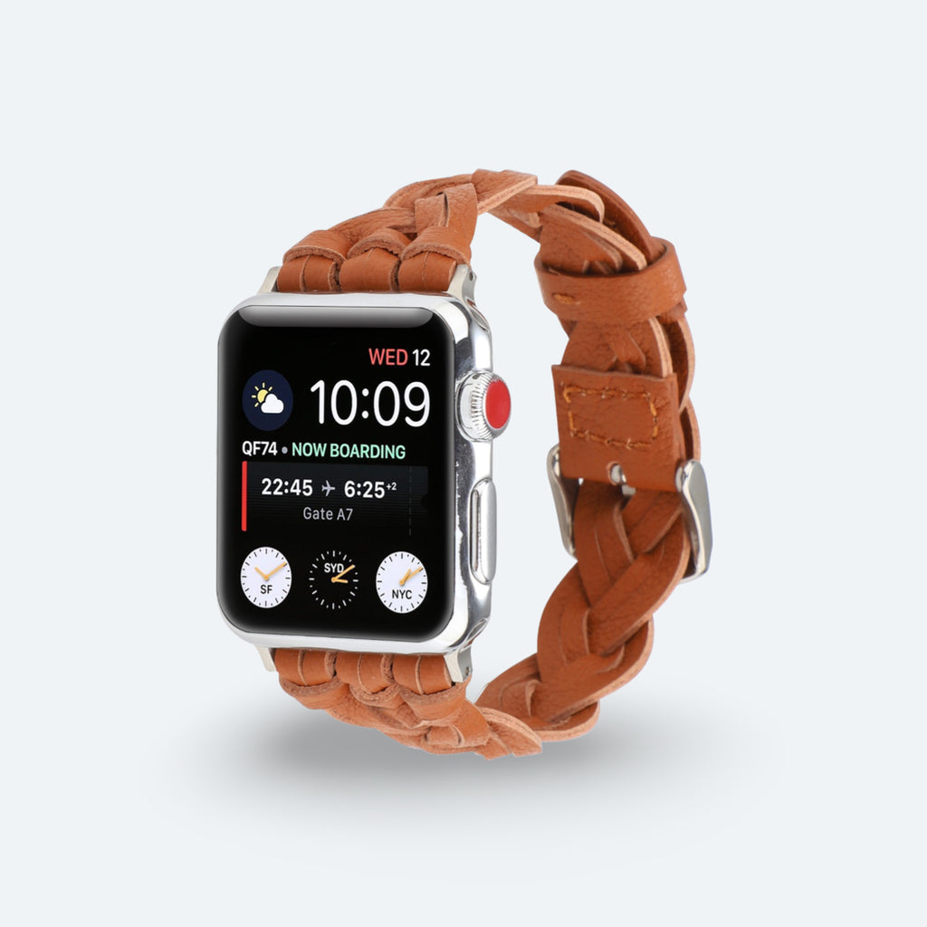 Artisan Weave Leather Apple Watch Strap BlueBolt Chargers