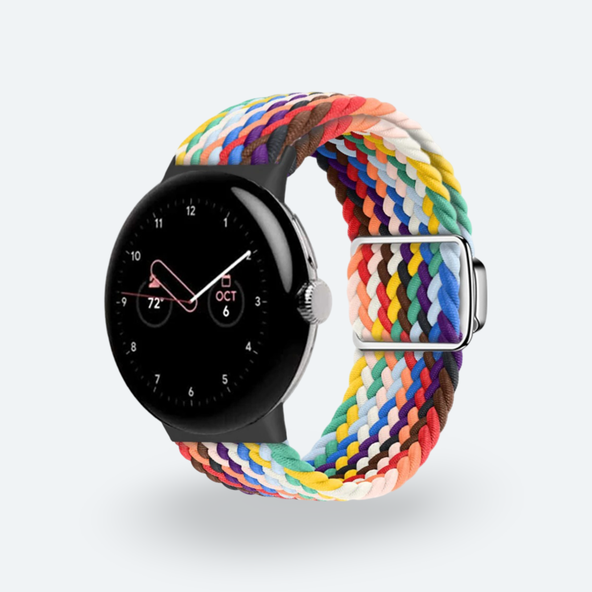 Braided Watch Band for Google Pixel Watch, Blue Purple, Replacement Pixel Watch Strap, Comfortable Adjustable Watch Band, Pride Rainbow