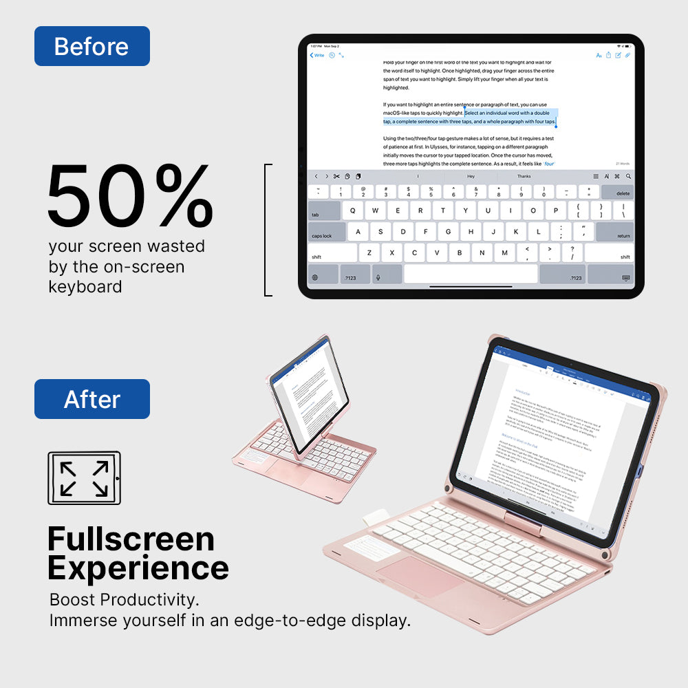 Rotate Pro Wireless Keyboard Case for iPad